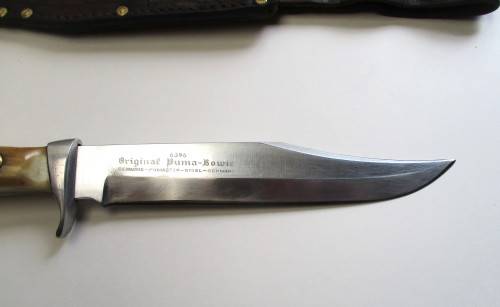 1970 Original Puma Bowie Knife 6396 Geniune Pumaster Steel Germany - Stag handle.
