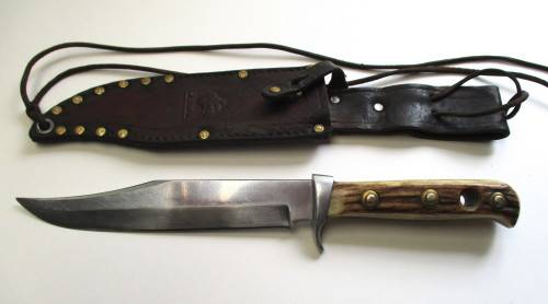 1970 Original Puma Bowie Knife 6396 Geniune Pumaster Steel Germany - Stag handle.