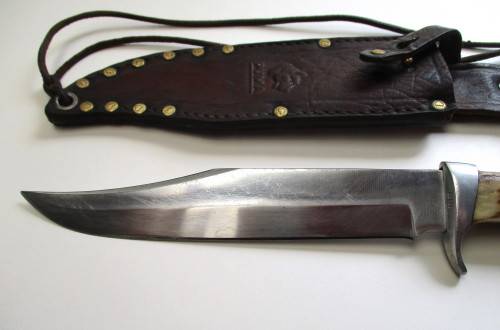 1970 Original Puma Bowie Knife 6396 Geniune Pumaster Steel Germany - Stag handle.