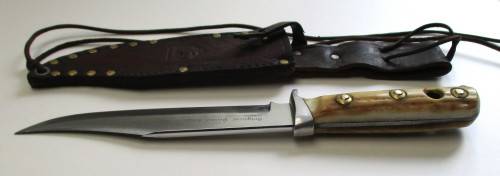 1970 Original Puma Bowie Knife 6396 Geniune Pumaster Steel Germany - Stag handle.