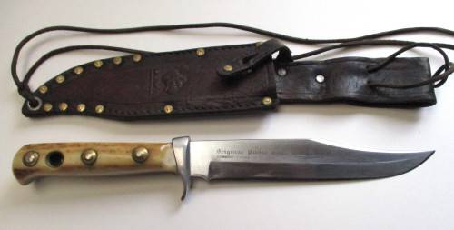 1970 Original Puma Bowie Knife 6396 Geniune Pumaster Steel Germany - Stag handle.