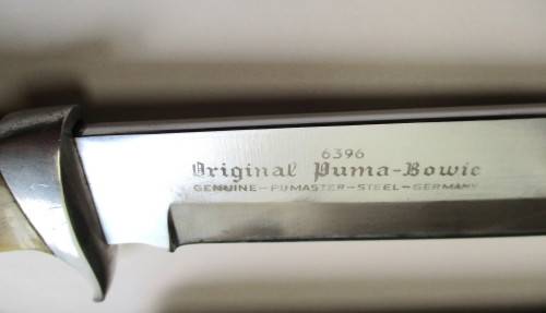 1970 Original Puma Bowie Knife 6396 Geniune Pumaster Steel Germany - Stag handle.