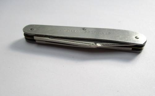 Vintage Stockman pocket knife, Kutmaster Utica, New York, Made in USA. Stainless steel