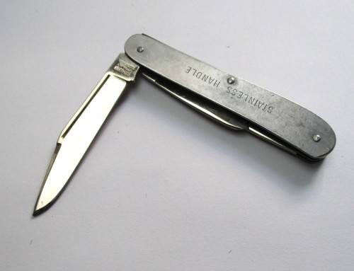Vintage Stockman pocket knife, Kutmaster Utica, New York, Made in USA. Stainless steel
