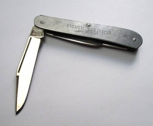 Vintage Stockman pocket knife, Kutmaster Utica, New York, Made in USA. Stainless steel