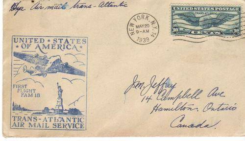 1939 TRANS ATLANTIC AIRMAIL SERVICE STUNNING!!