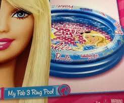 barbie summer package 3 ring pool , air mattress and beach ball, authentic brand