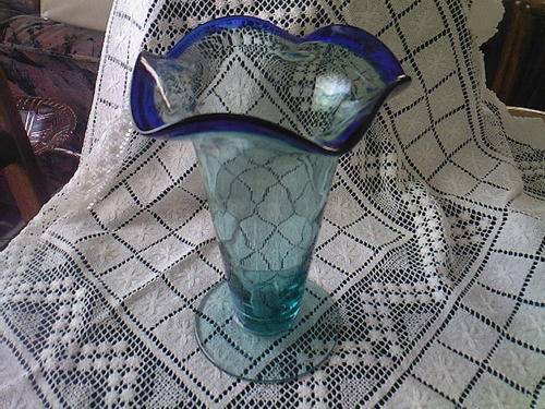 LOVELY GREEN & BLUE GLASS VASE