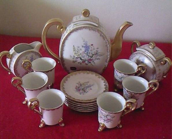 15-pc HAND PAINTED MOCHA COFFEE SET (ROYAL VERMONT) - ABSOLUTELY GORGEOUS!