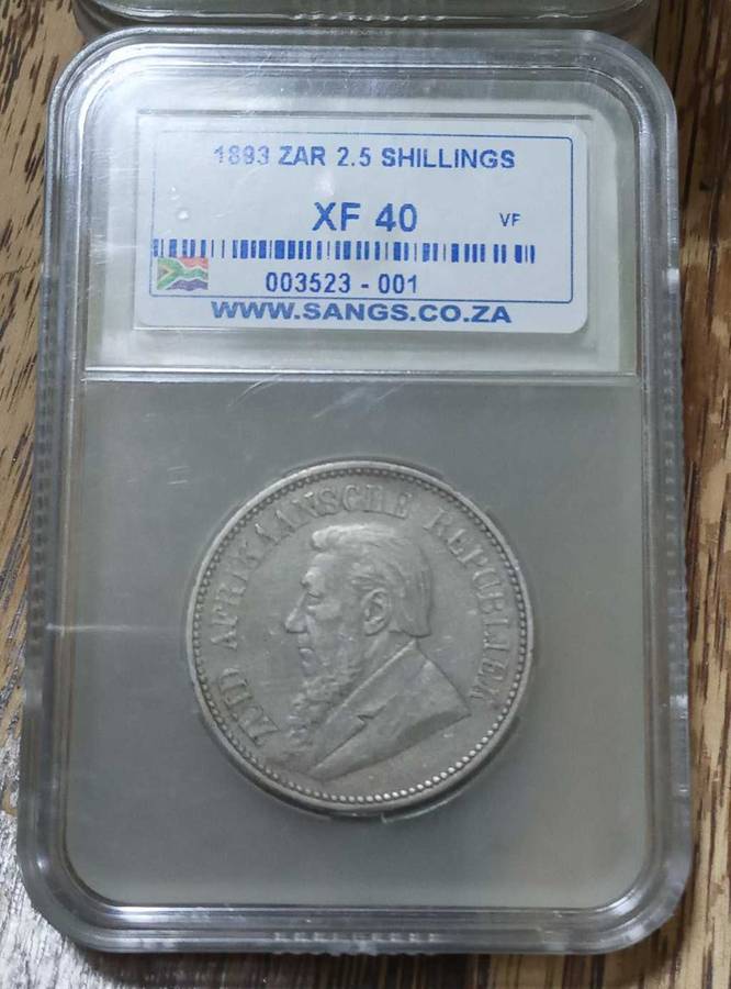 1893 ZAR Kruger Silver Half-crown 2.5S SANGS XF40 vf