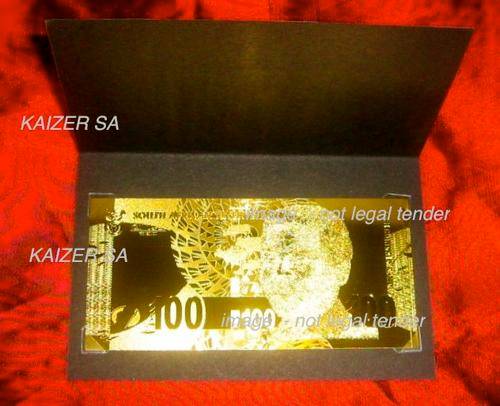R100 Rand 24K Goldnote Mandela South Africa Buffalo - Beautiful ! Stunning !