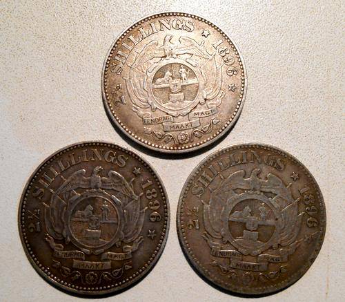 Group Lot of 3 x 1896 ZAR Kruger Silver HalfCrown (2.5S)