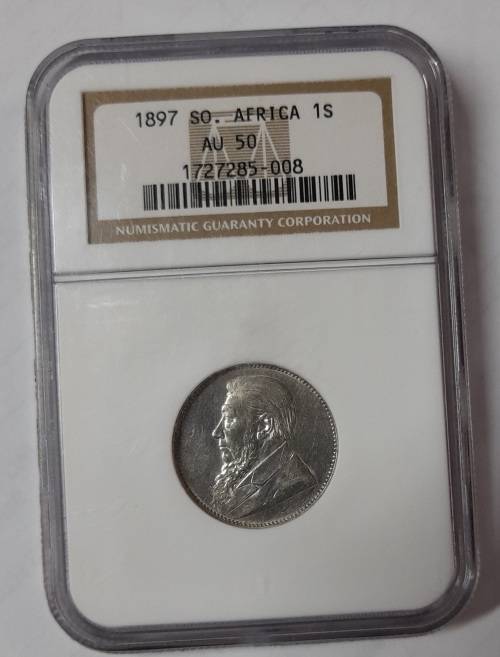 1897 South Africa 1 Shilling - NGC Grading - AU50