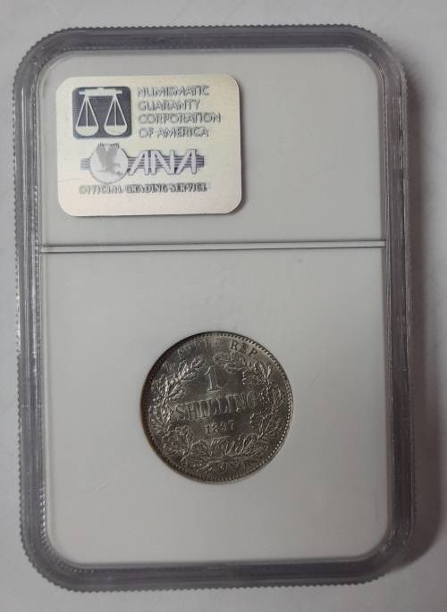 1897 South Africa 1 Shilling - NGC Grading - AU50