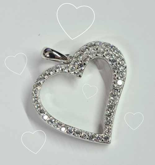 925 Sterling Silver CZ Heart Pendant