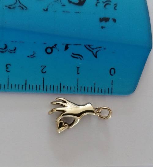 Heart and Hand Gold Charm