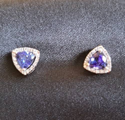 18ct White Gold Tanzanite & Diamond Earings