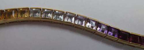 18ct Gold & Multi coloured sapphires Tennis Bracelet