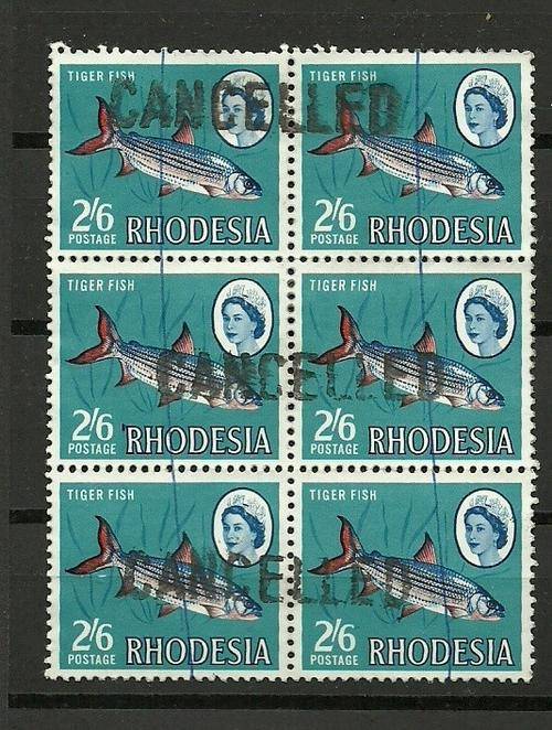 RHODESIA TELEGRAPH CANCELLED BLOCK USED