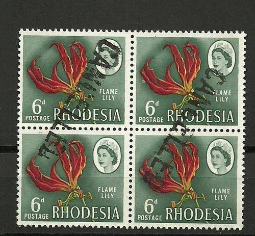 RHODESIA TELEGRAPH CANCELLED BLOCK USED