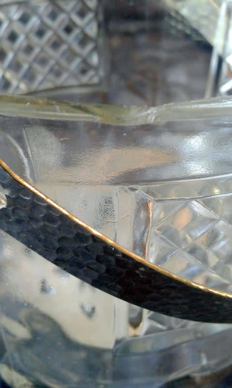 glass ice bucket with plated drainer