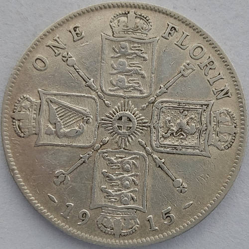 1915 1 British Florin (Ag 0.925)