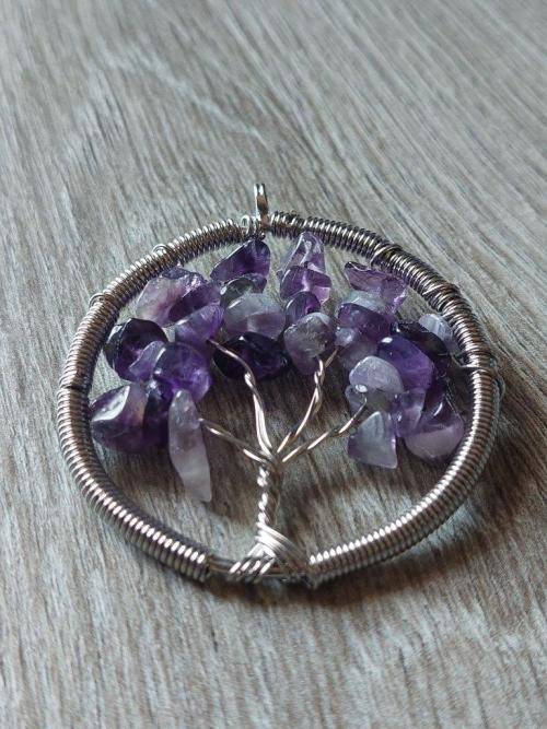 Amethyst Tree of Life Pendant - 5cm