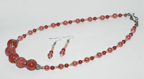 Dusty-pink Necklace and Earrings