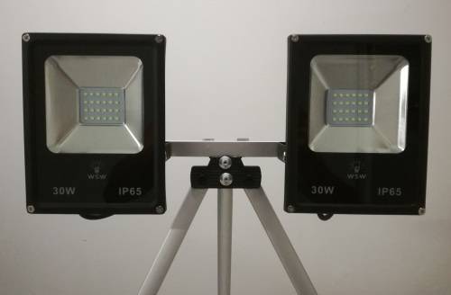 2 x IP65 30W LED Flood lights - 220v - Adjusstable stand fitted with 5m Cable (Self Made)