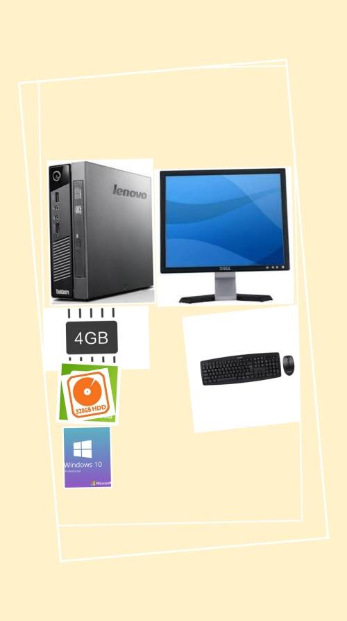 Full House Lenovo M73, 4GB, 320GB, 3.1GHZ, WINDOWS 10, 19` MONITOR, KEYBOARD and MOUSE