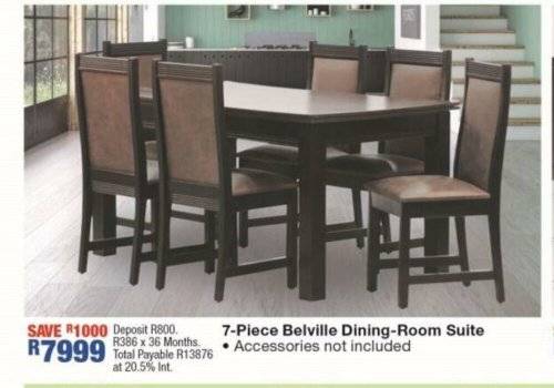 Brand New 7 Piece Belville Dining Suite. 6 Chairs and Dining Table Worth R9k
