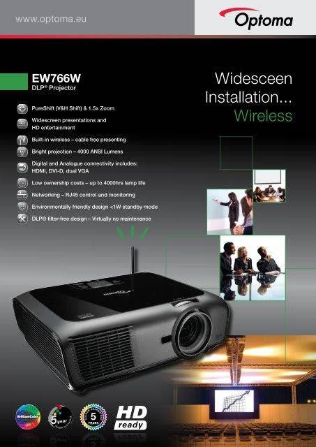 Massive Optoma EW766W WiFi DLP Projector Black with Ultra link 150cm X 15cm projector screen