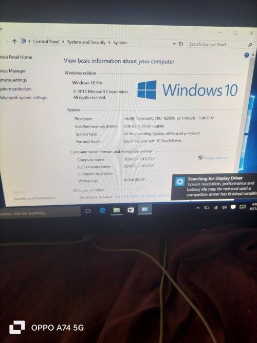 All IN One 19 inch touch screen computer, Intel N2805, 500gb, 2gb ram, WiFi, windows 10