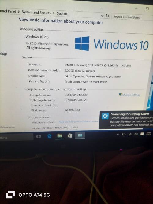 All IN One 19 inch touch screen computer, Intel N2805, 500gb, 2gb ram, WiFi, windows 10