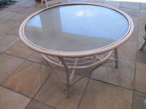 Cane and glass table