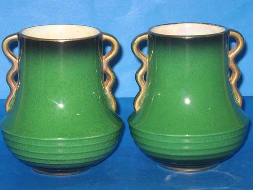 CALTONWARE "VERT ROYAL" VASES
