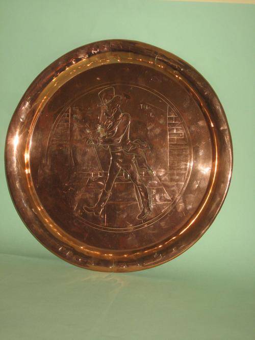 OLD JOHNNY WALKER COPPER TRAY - LARGE AND HEAVY