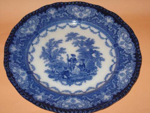 DOULTON BURSLEM "WATTEAU - Flow Blue" PLATE