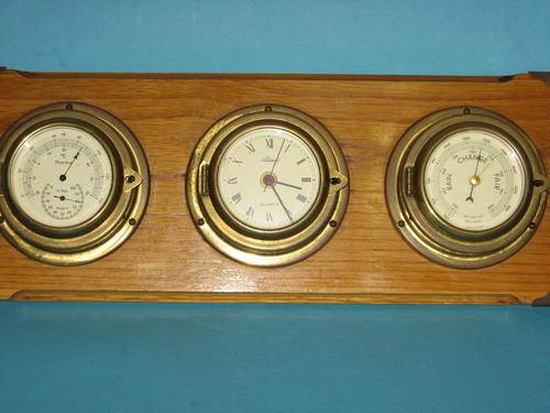 FRENCH BAROMETER in OAK AND BRASS