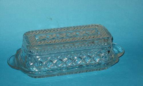 GLASS BUTTER DISH Thick & Heavy