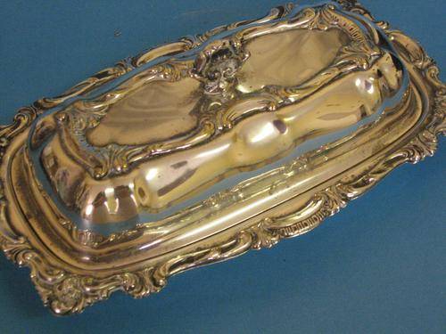 ORNATE SILVER PLATED BUTTER DISH