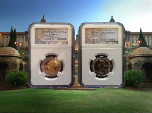 2008 Mandela 90th Birthday R5 NGC Graded Set ** MS66 & MS67 ** Set