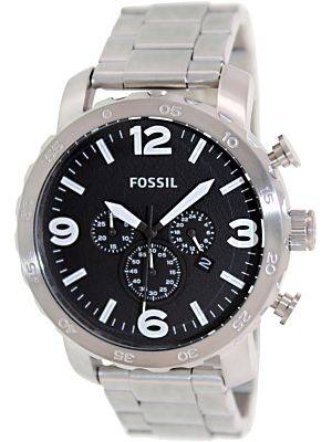 AUTHENTIC FOSSIL NATE STAINLESS STEEL MENS WATCH IN BOX EXCELLENT CONDITION!!!