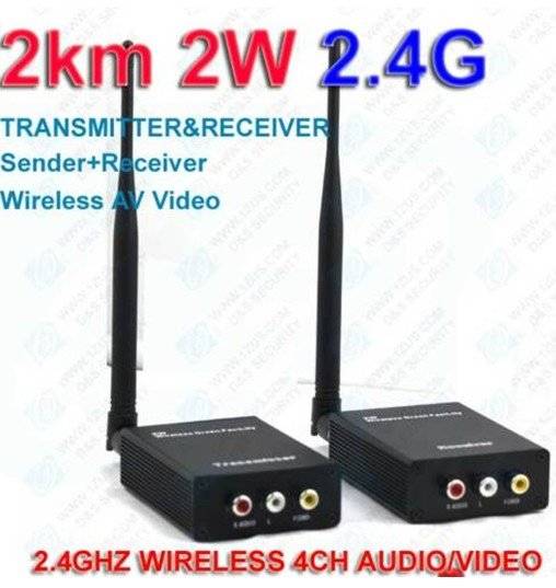 2Km 2W 2.4G Wireless AV Video transceiver Sender + Receiver