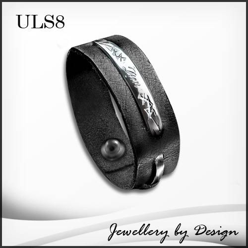 Wide Leather strap with a Spiked designed stainless steel plate ontop