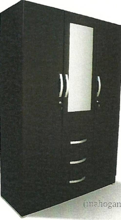 Super POST 3 Door 3 Drawer with mirror Mahogany PVC finish no black