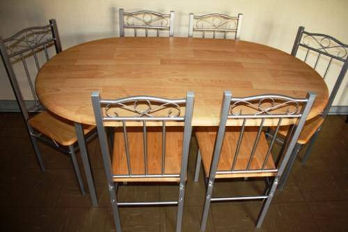 KITCHEN DINETTE SET - CHARM OVAL WOODEN (1+6)