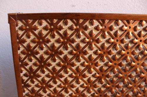 Vintage Retro Patterned Brass and Ceramic Fire Grate / Screen