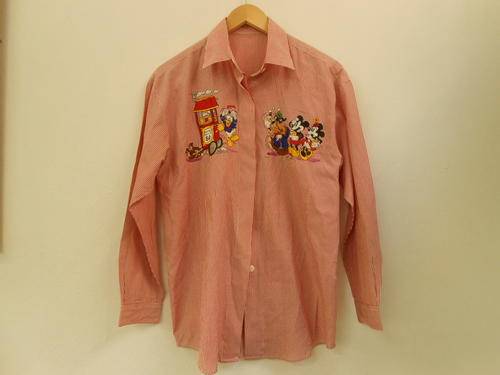 Vintage red and White Striped Top with Mickey and Goofy Details (Small/Medium)