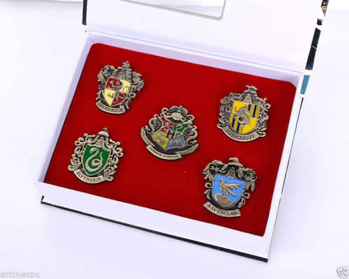 5pcs set HARRY POTTER house pins Hogwarts/Ravenclaw/Gryffindor/Slytherin/Hufflepuff Badge